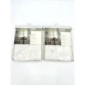 VTG 2001 Martha Stewart Everyday Sheer Lace Snowflake Window Panel Lot of 2 NOS