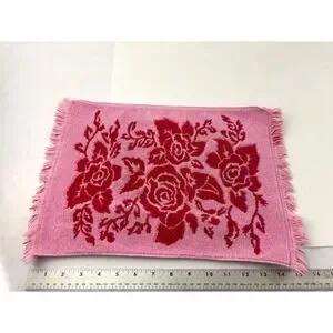 VTG 5x Cotton Blend Towel Soft Pink Red Floral Bath Hand Towels Reversible