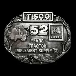 VTG Belt Buckle 1987 Pewter TISCO 52 Years Tractor Implement Supply Co Siskiyou