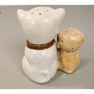Vtg Bonzo Dog Puppy Salt Pepper Shaker Condiment Set Lusterware Japan