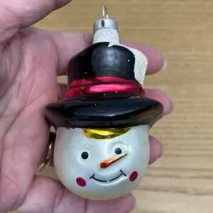 Vtg Bradford Christmas Trimmeries Ornaments Snowmen Heads Faces Set Of 4 Mexico