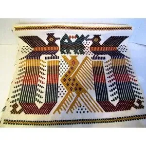 Vtg Chichicastenango Textiles Table Runner Hand Stitched Scandinavian Folk Art
