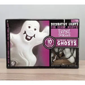 Vtg Eerie Descents Glowing Ghoulish Ghosts Blow Mold Halloween String Light Rare