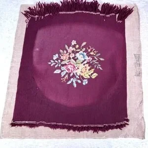 VTG Finished Needlepoint Embroidery Upholstery Chair Seat Covers Floral 4 PCS