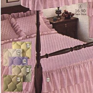 Vtg JC Penney 60s Pink Ruffled Layers Bedspread Twin
