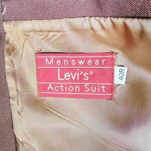 VTG Levi's Mens 40R 2-Button Action Suit Blazer/Jacket Brown STA-PREST EUC