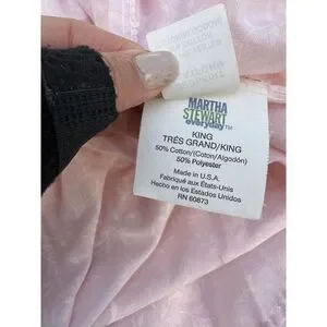 VTG Martha Stewart KING Pink White TOILE Bed Skirt Cottage USA MADE *FLAWS*