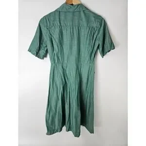 Vtg Official Girl Scout Uniform Green Short Sleeve Tie Belt USA 1960s