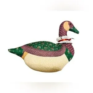 VTG Patchwork Fabric Goose Pillow Handmade 18” Granny Core