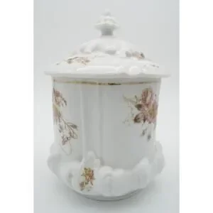 Vtg Porcelain Floral Canister Biscuit Jar With Lid Made In Austria