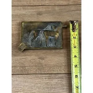 VTG Solid Brass Horse Ashtray Trinket Dish Equestrian Rodeo County Patina Signed
