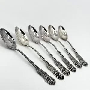 VTG Swedish Moccaskedar Demitasse Silverplate Spoons Set-of-6
