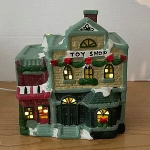 Vtg Winter Valley Villages Toy Shop Store Christmas House Lighted Porcelain 1995