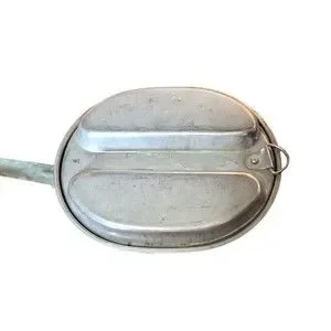 Vtg WWII US ARMY Meal Kit Folding Divided Pan Plate W Handle Vollrath Co 1942