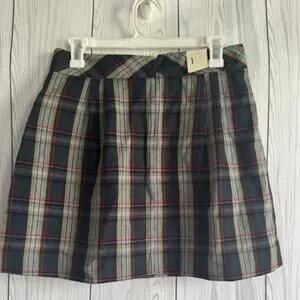 VTG Y2K 07 Old Navy Green Plaid Pleated Mini Skirt Sz 1 Academia Schoolgirl NEW