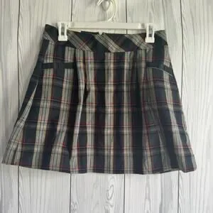VTG Y2K 07 Old Navy Green Plaid Pleated Mini Skirt Sz 1 Academia Schoolgirl NEW