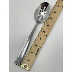 Wallace NAPOLI Glossy Serving Slotted Spoons 8 7/8” Stainless Flatware Set Of 2