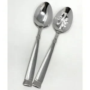 Wallace NAPOLI Glossy Serving Slotted Spoons 8 7/8” Stainless Flatware Set Of 2