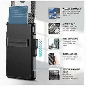 Wallet For Men - With Money Clip Slim Leather Slots Carbon Black-01