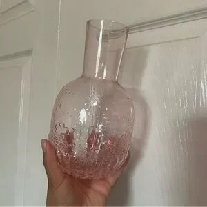 Water Carafe Elegant Pink Glass With Matching Glass
