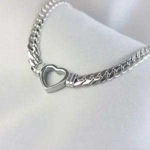 Waterproof Heart Snake White Gold Plated Necklace