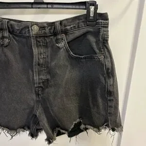We The Free High Rise Distressed Black Jean Shorts