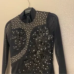 Weissman Solo Custom Dance costume Black Long Sleeve mesh Leotard 14627 LC