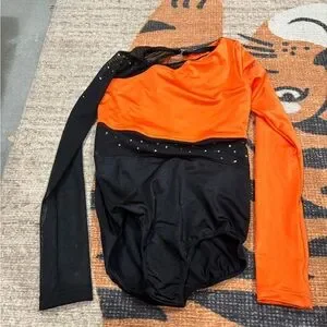 Weissman Vibrant Orange And Black Hip Hop Dancewear