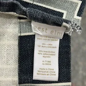 West Elm Wallpaper Print Window Curtain Panel Grommet Linen Cotton Blue 48"x 96"