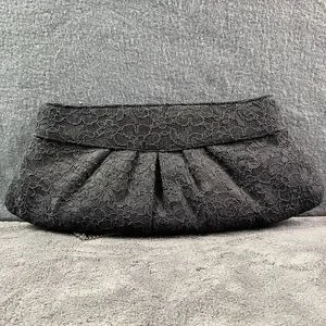 WHBM Women's Lace And Jewel Evening Bag Clutch Silver Chain Strap Black Shoulder