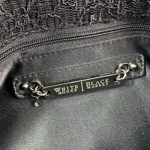 WHBM Women's Lace And Jewel Evening Bag Clutch Silver Chain Strap Black Shoulder