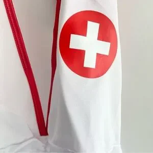 White And Red Nurse Costume Dress
