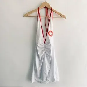 White and Red Nurse Costume Dress