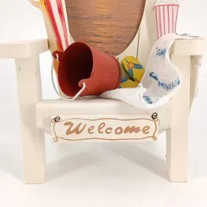 White Beach Chair 4x6 Photo Frame Palm Tree Shovel Bucket 11x7x5 Vacation Pictur