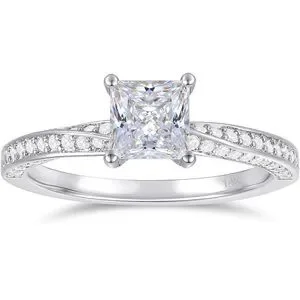 White Gold Moissanite Princess Cut Solitaire Ring 7.5