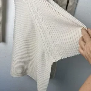 White House Black Market Sweater Womens Medium Ivory Open Front Cardigan Ribbed