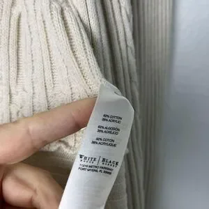 White House Black Market Sweater Womens Medium Ivory Open Front Cardigan Ribbed