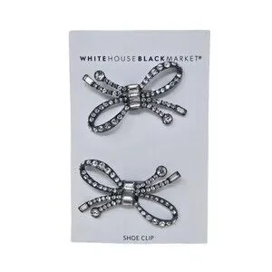 WHITE HOUSE BLACK MARKET WHBM Jeweled Shoe Clips Bows Sparkly NEW