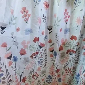White Multicolor Flower Shower Curtain. 70x72 Inch