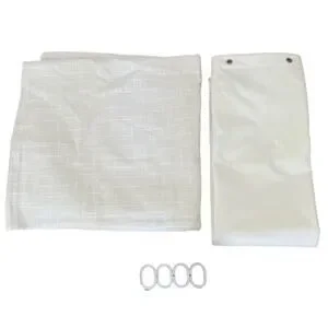 White Squares Woven Fabric Shower Curtain & Liner 12 Plastic Hooks NEW no Tags