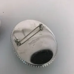 Whiting and Davis Hematite StoneVintage Brooch and Earring set