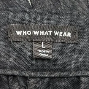 Who What Wear Jumpsuit Womens Size Large Black Ruffle Linen Rayon Summer Resort