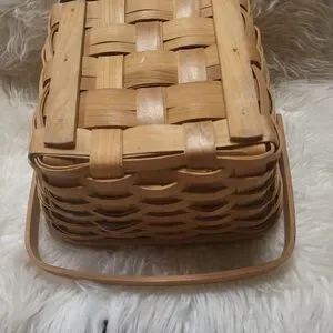 Wicker Herringbone Woven Basket With Handle