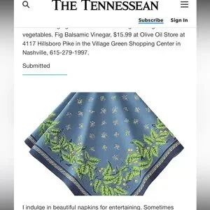 Williams - Sonoma Blue And Green Floral Cotton Dinner Napkin Set Of 4