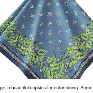 Williams - Sonoma Blue and Green Floral Cotton Dinner Napkin set of 4