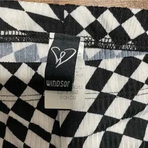 Windsor Optical Illusion Checkerboard Flared Pants Black White Small