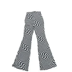 Windsor Optical Illusion Checkerboard Flared Pants Black White Small