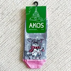 Winter Christmas Holiday Cat Socks