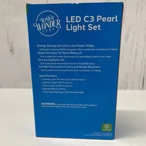 Winter Wonder Lane 60 LED Cool White C3 Pearl Lights Green Wire Indoor/Outdoor
