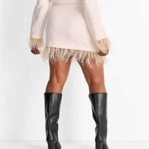 Women's High-Rise Feather Trim Mini Skirt - Future Collective Size 1X